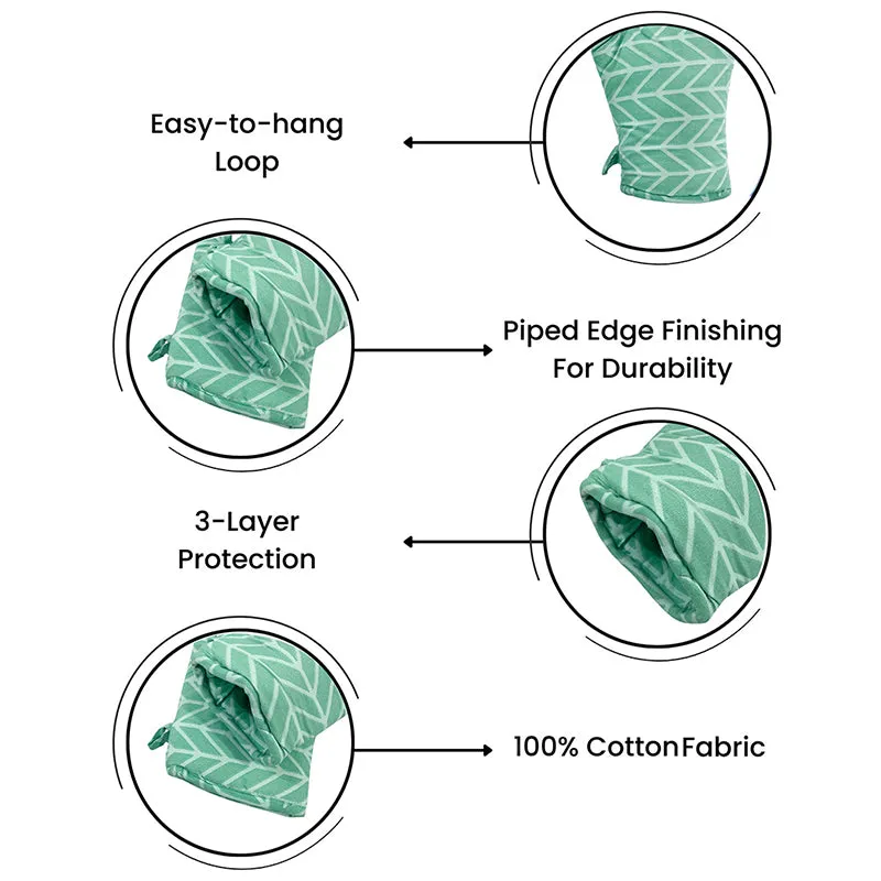 Swayam Chevron Grip Kitchen Gloves (Green) - Set Of Two media 7