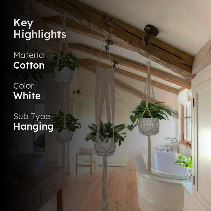 Boho Macrame Plant Hangers - Set Of Five media 2