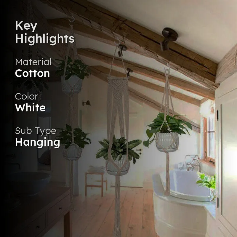 Boho Macrame Plant Hangers - Set Of Five media 2