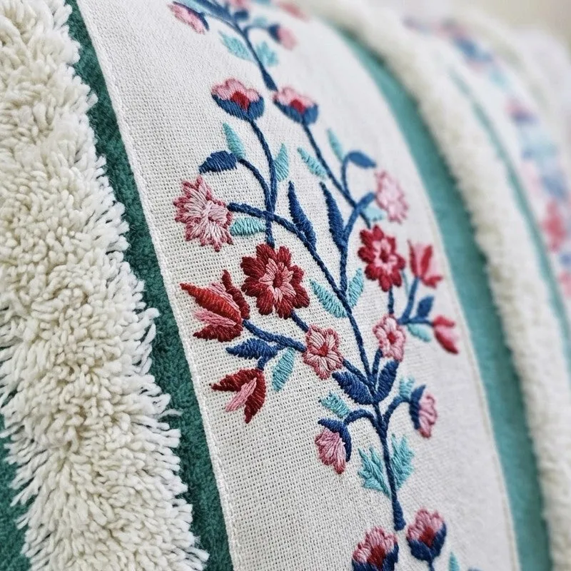 Craft Bloom Embroidered Cushion Cover - Green media 7