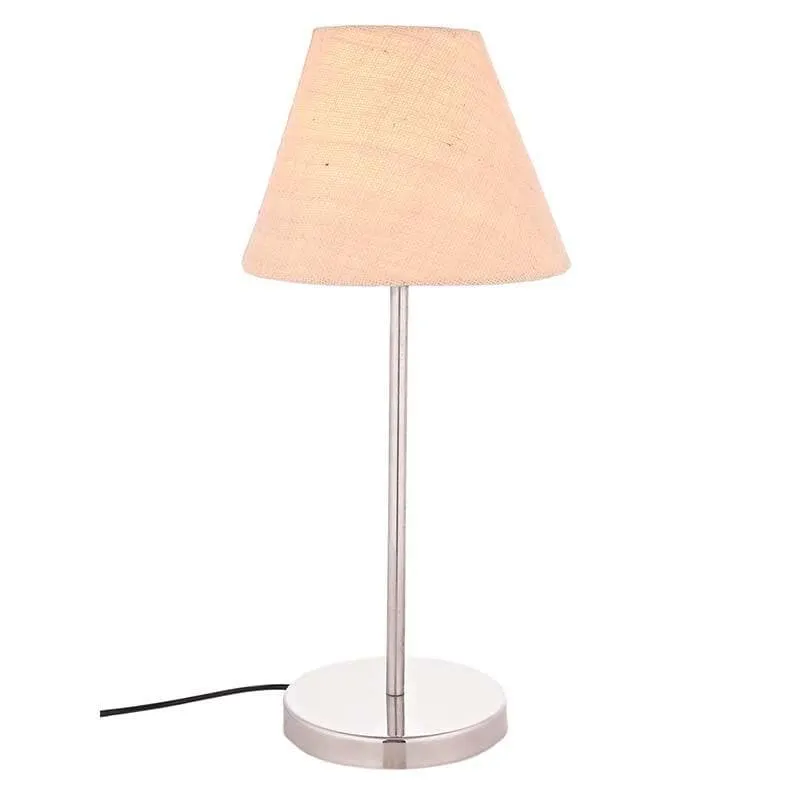 Classy White Fabric Table Lamp - Beige media 4