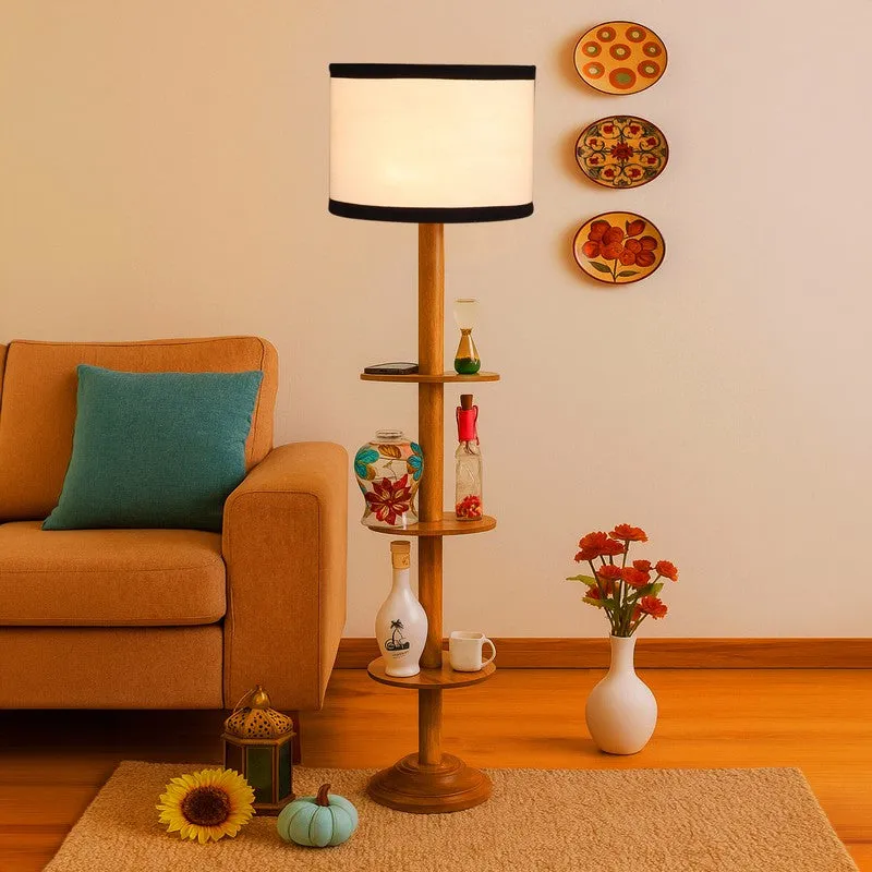 LumiCrate Tower Wooden Floor Lamp - White & Black media 4