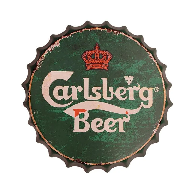 Carlsberg Beer Rust Bottle Cap Metal Wall Accent media 5