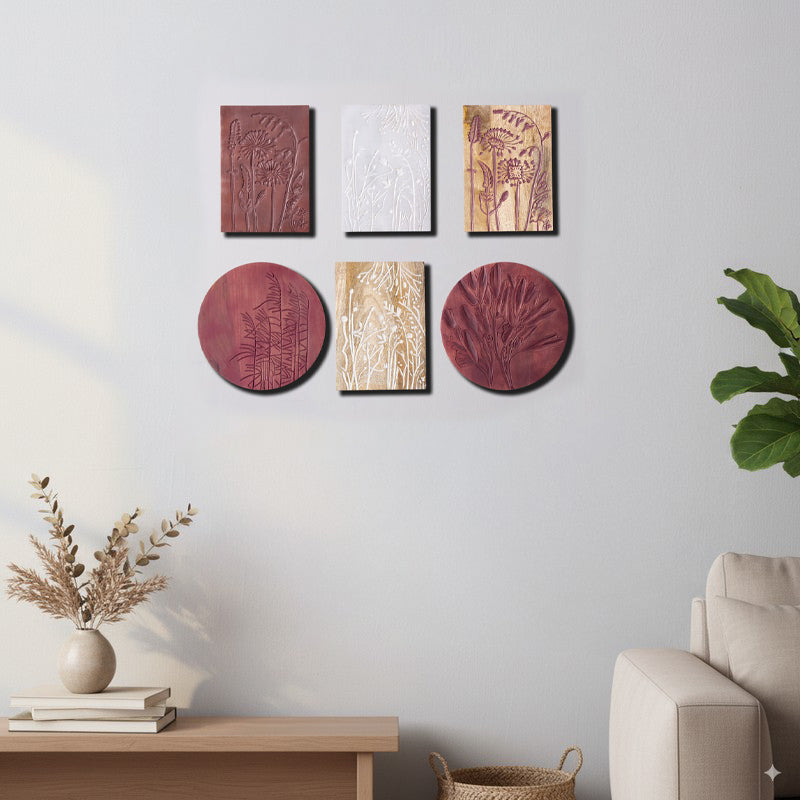 Rustic Romance Wooden Wall Plates - Set of Six
