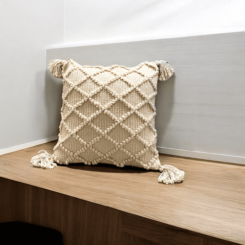 Plush Grid Tufted Cushion Cover - Beige