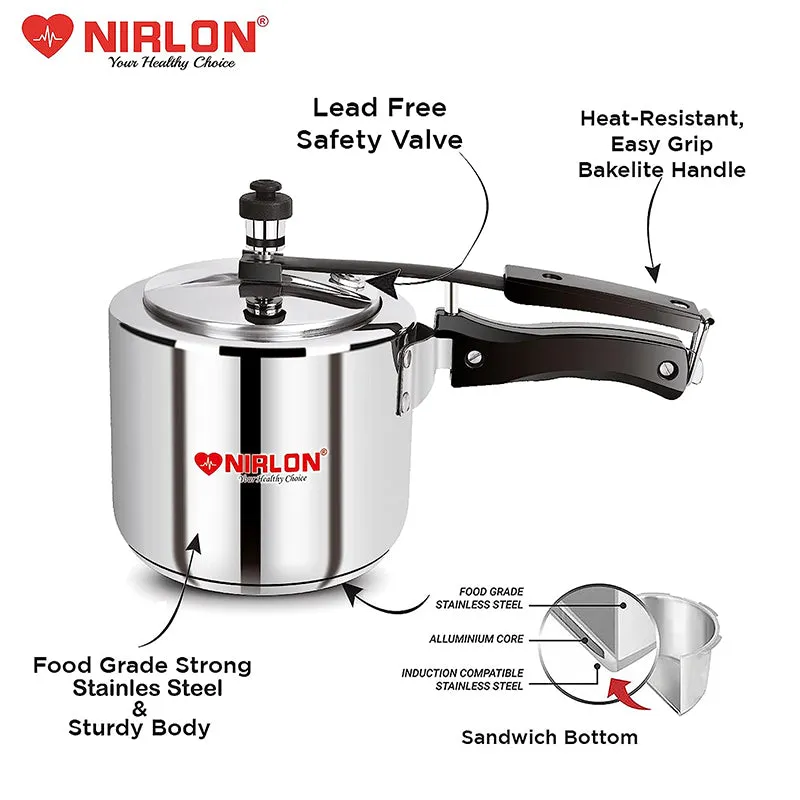 Nirlon Steel Pressure Cooker - 2000 mL/ 7 Inches media 5
