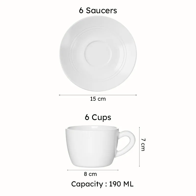 SipDelight Porcelain Cup & Saucer (Brown/190 mL Each) - Set of Six - 8