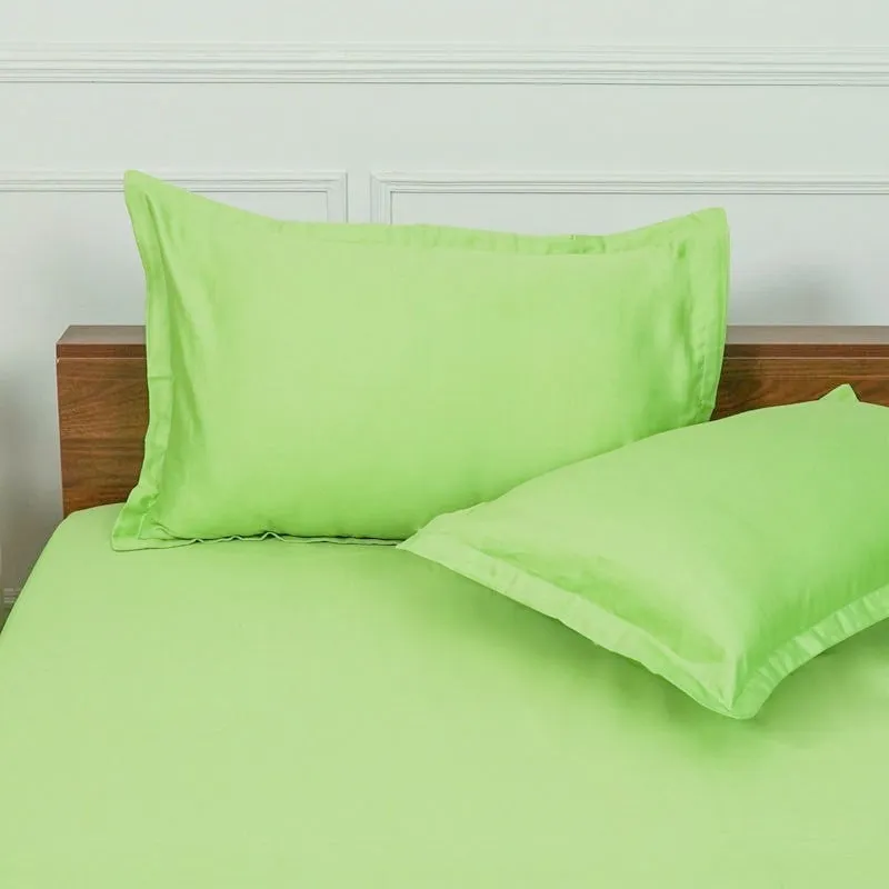 Baria Solid Cotton Bedsheet (Green) - 200 TC media 4