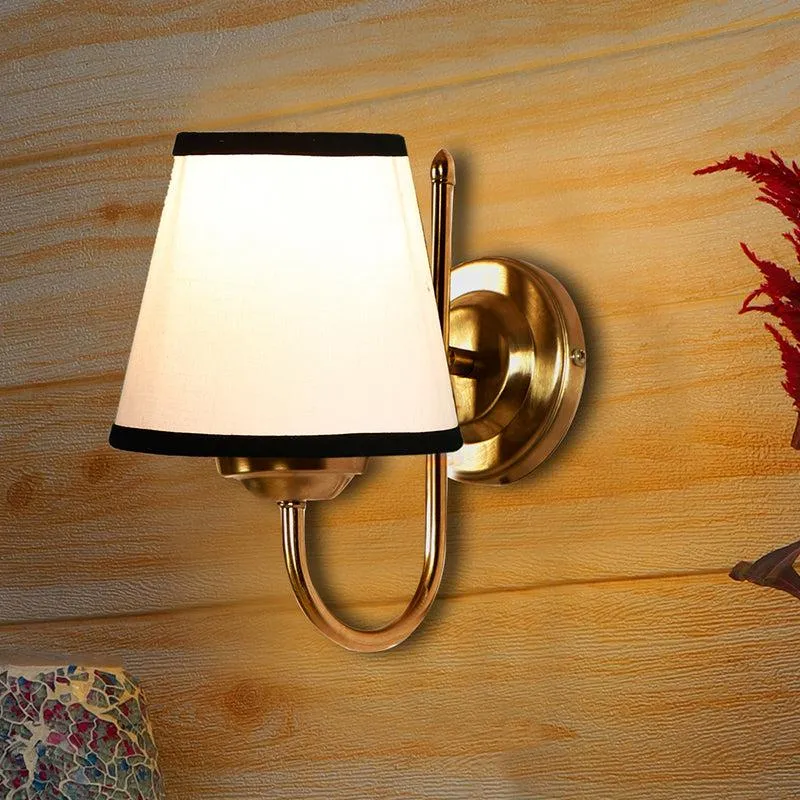 Altura Conical Fabric & Metal Wall Lamp - Black & White media 1