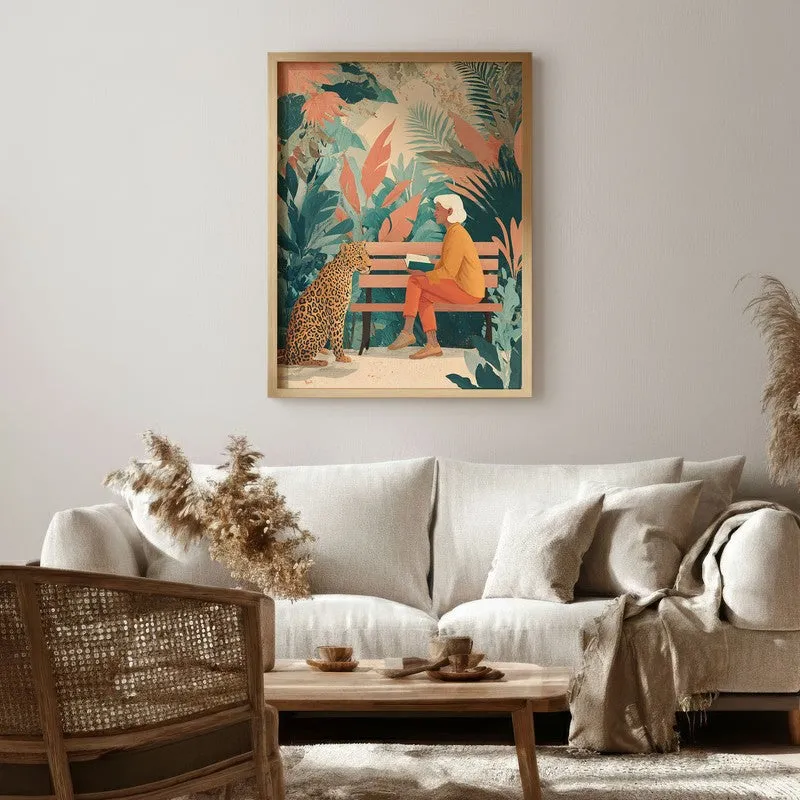 Urban Jungle Canvas Wall Painting - Brown Frame media 1