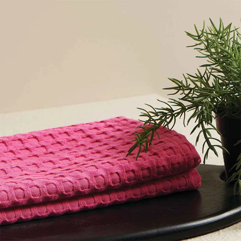 Haimi Textured Waffle Towel Combo (Pink) - Four Piece Set media 5
