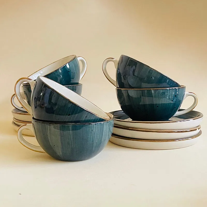 Cerabrew Ceramic Cup & Saucer (320 mL Each) - Set of Six media 3