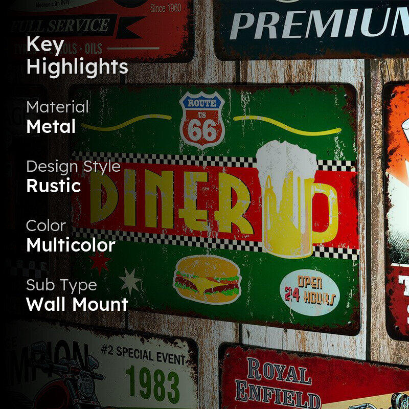 Route 66 Diner Retro Metal Wall Accent media 2