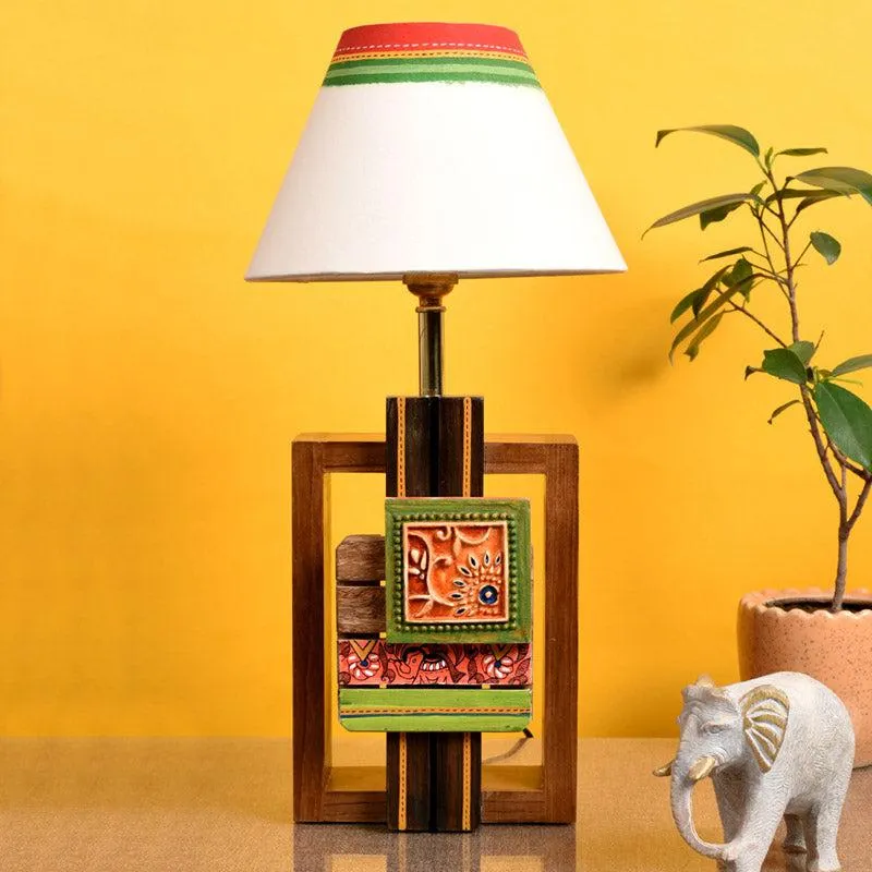 Indira Handcrafted Wooden Table Lamp - Multicolor media 3