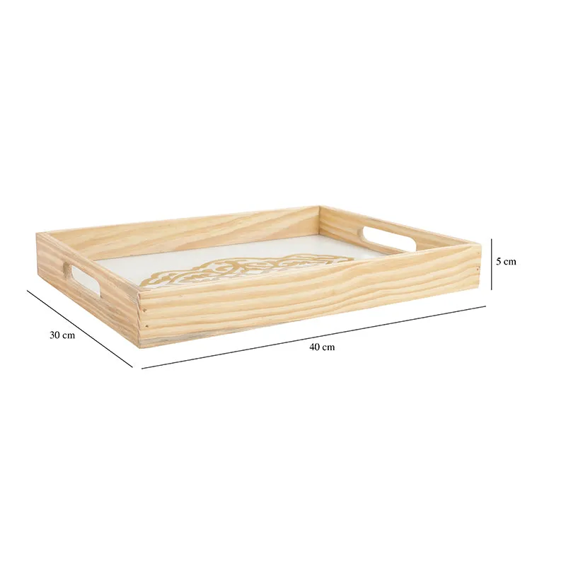 Nathaniel Embossed Serving Tray - White & Gold media 4