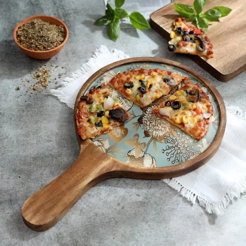 Doris Floral Wood Pizza Platter media 1