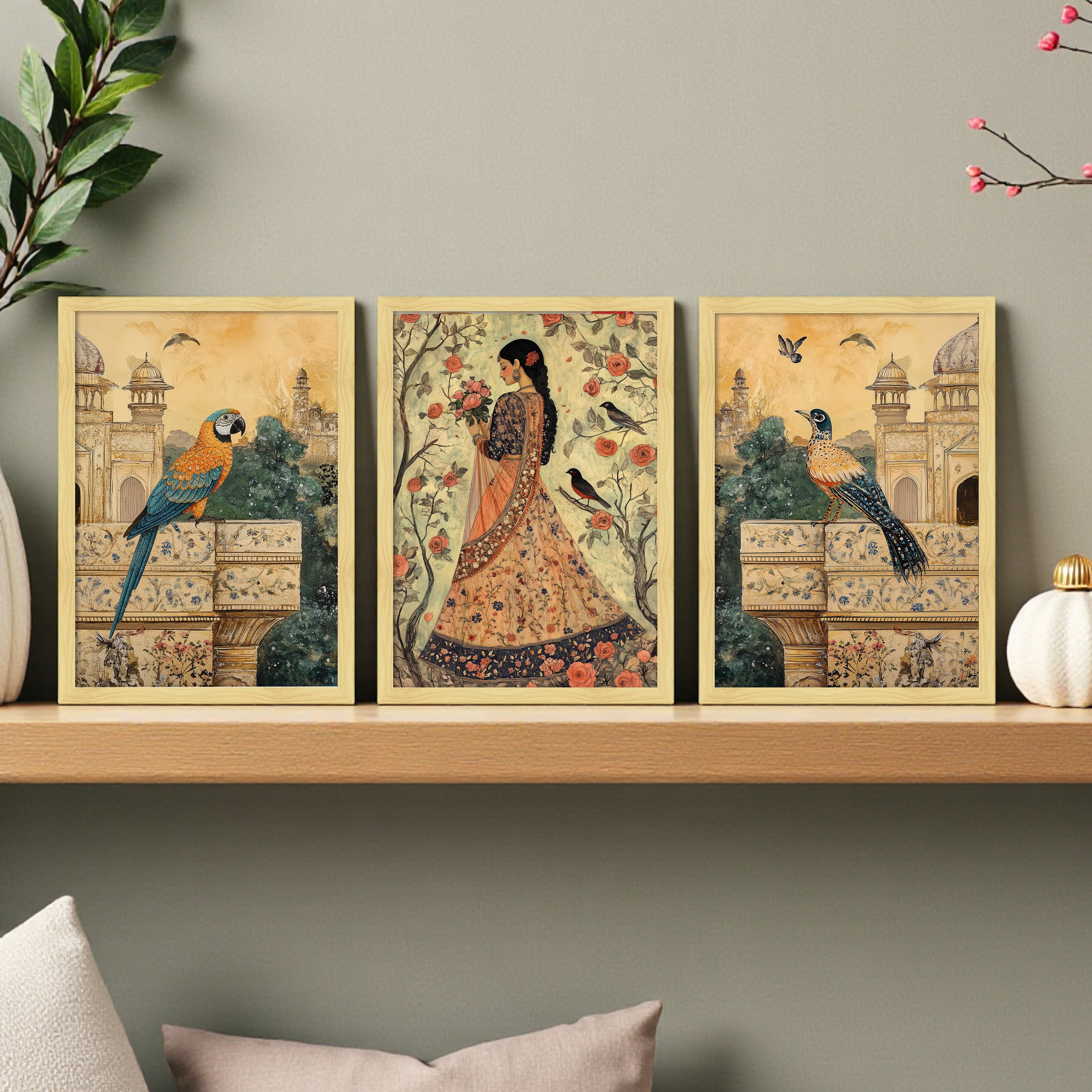 Royal Peacock Courtyard Wall Art Collection - Set Of Three