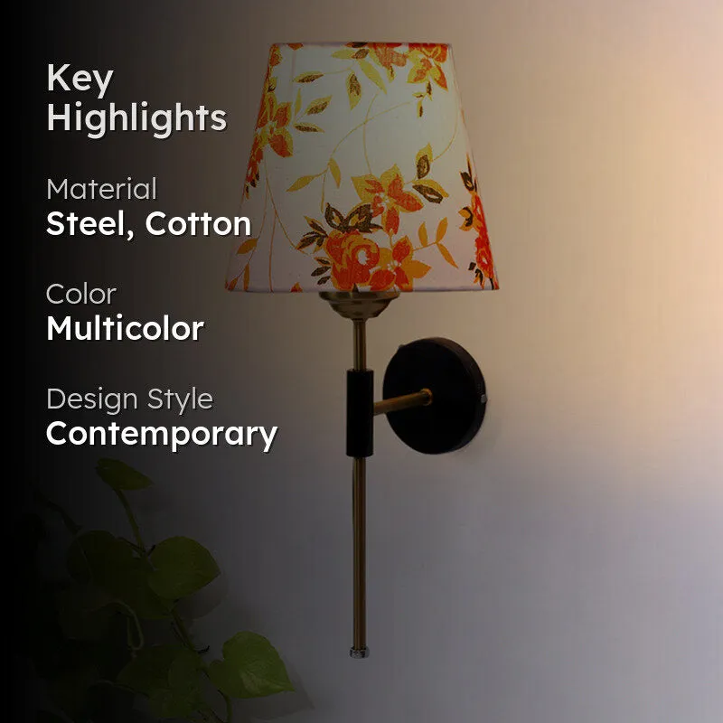 Beryll Printed Steel & Cotton Wall Lamp - Orange media 2