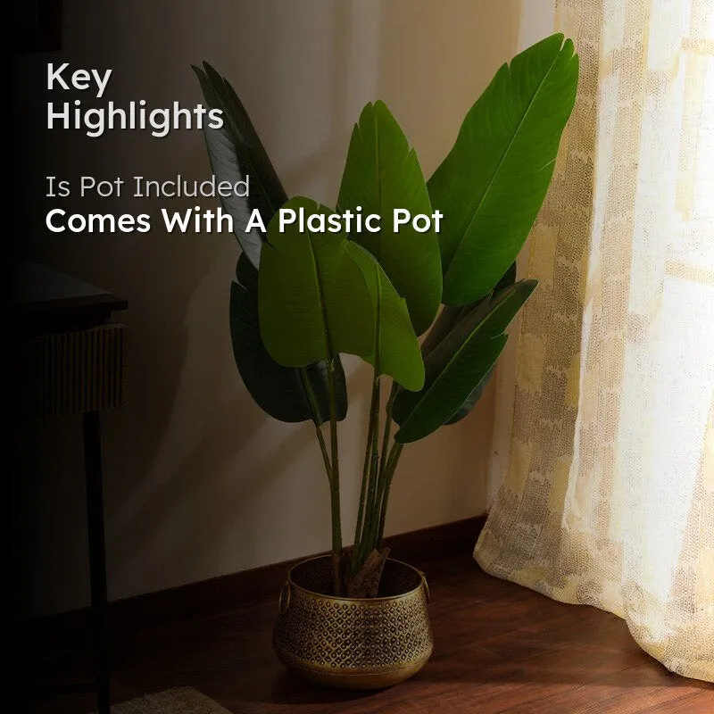 Artificial Realistic Banana Plant With Black Plastic Pot - 3.9 Feet media 2