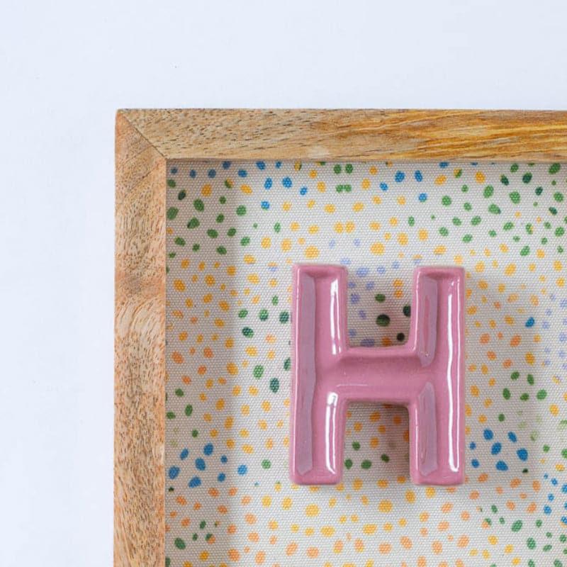 (H) Mini Mottled Mono Ceramic & Wooden Wall Accent - Pink media 3