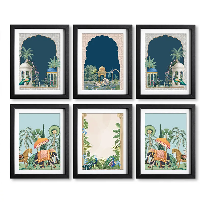 Mughal Nights Wall Art With Frame - Set Of Six media 6
