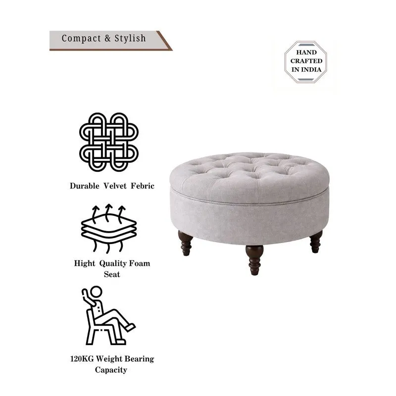 MeadowRest Teak Wood Ottomans & Pouffe - Grey media 5