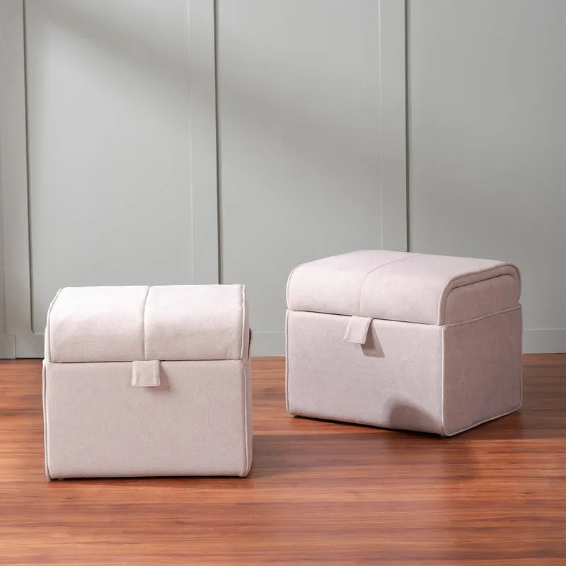 Dotty Polyster Ottomans (Beige) - Set Of Two media 1