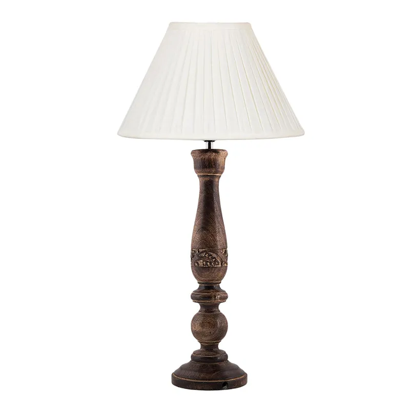 Nihara Ray Wooden Fabric Table Lamp - Beige,Brown media 3