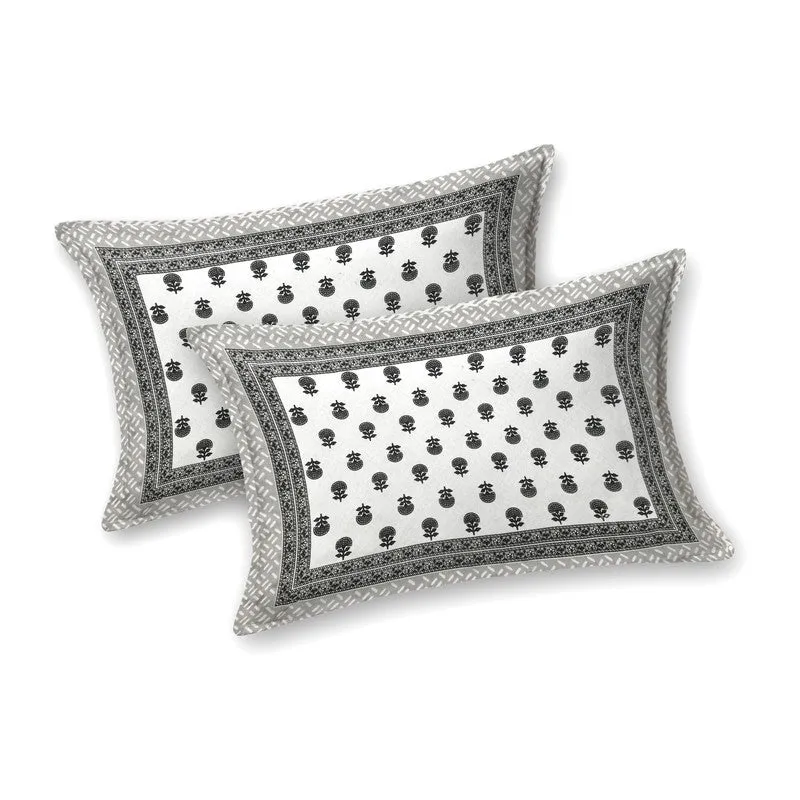 Bloomel Cotton Bedsheet (Grey,White) - 240 TC media 4