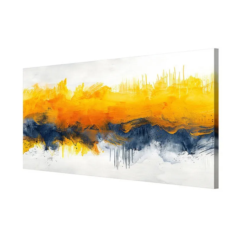 Yellow and Blue Abstract Landscape Wall Painting media 5