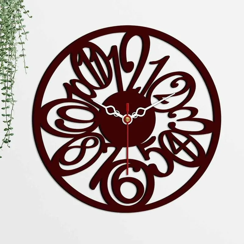 Ring Number Dial Wooden Wall Clock media 5