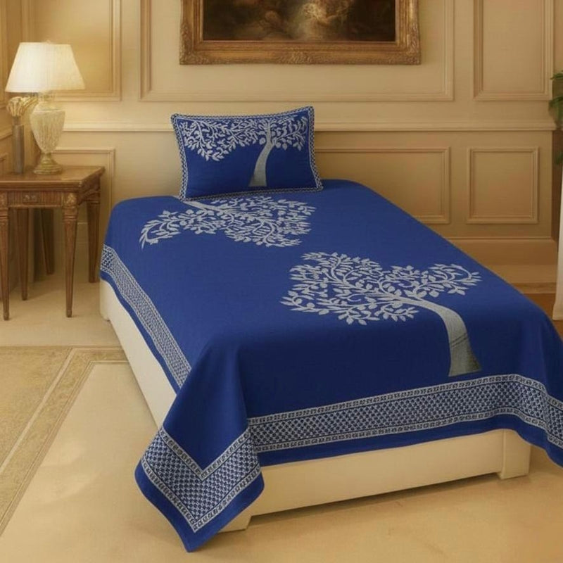 Calm Layers Chenille Bedsheet - Blue - Single