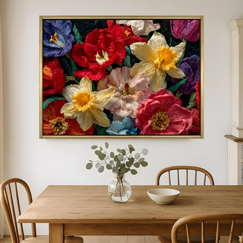 Petal Palette Canvas Wall Painting With Frame
