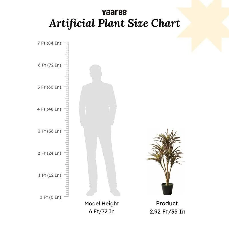 Arovi Artificial Red Green Yucca Plant With Black Plastic Pot 3 ft media 6