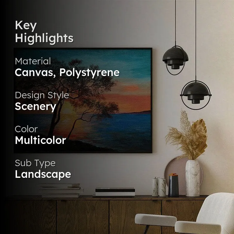 Nature Sunset Canvas Wall Painting - Black Frame media 2