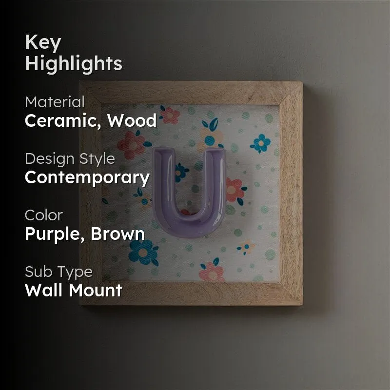 (U) Mini Mottled Mono Ceramic & Wooden Wall Accent - Purple media 2