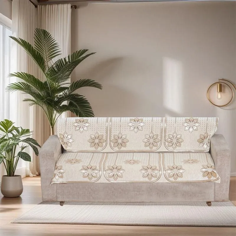 Mitha Floral Sofa Cover (Off White) media 3