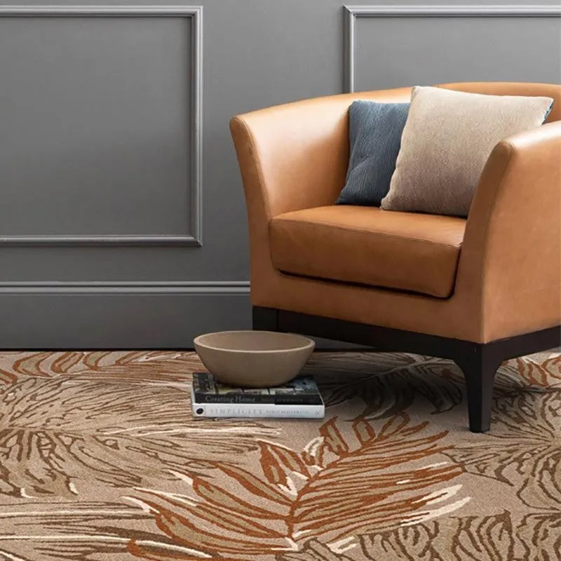 Elendil Hand Tufted Floral Wool & Nylon Carpet - Beige & Brown media 8
