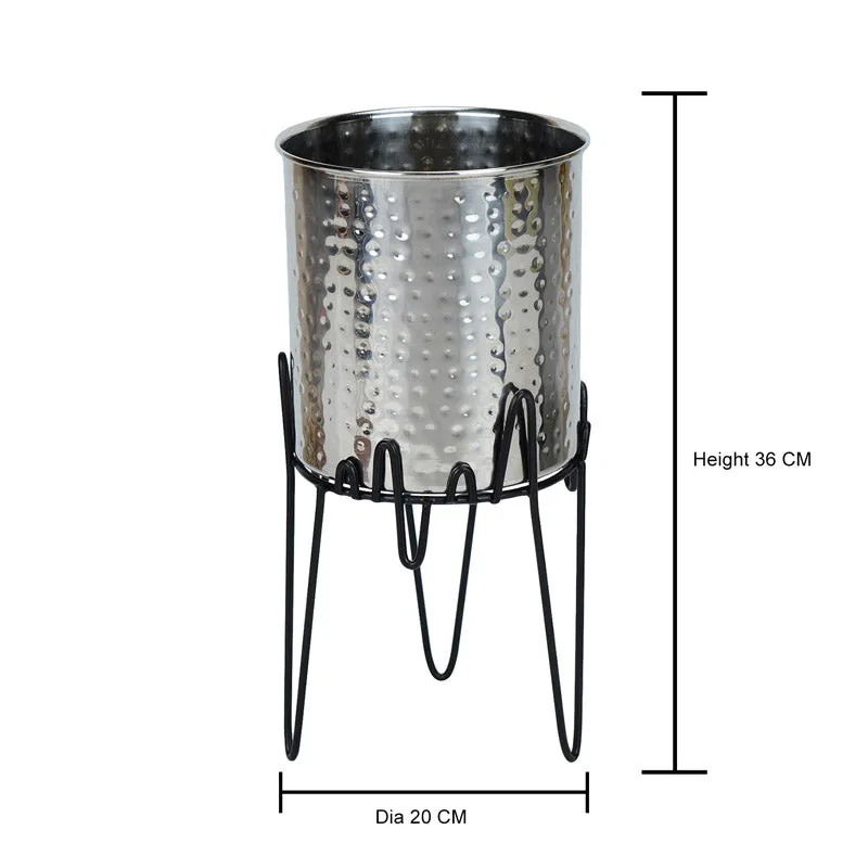 Retsa Stainless Steel Planter - Silver & Black media 5
