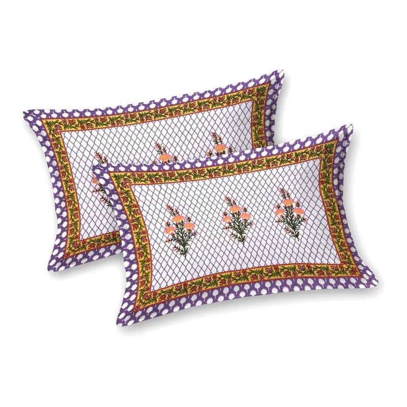 Bloomus Cotton Bedsheet (Purple,White) - 240 TC media 4