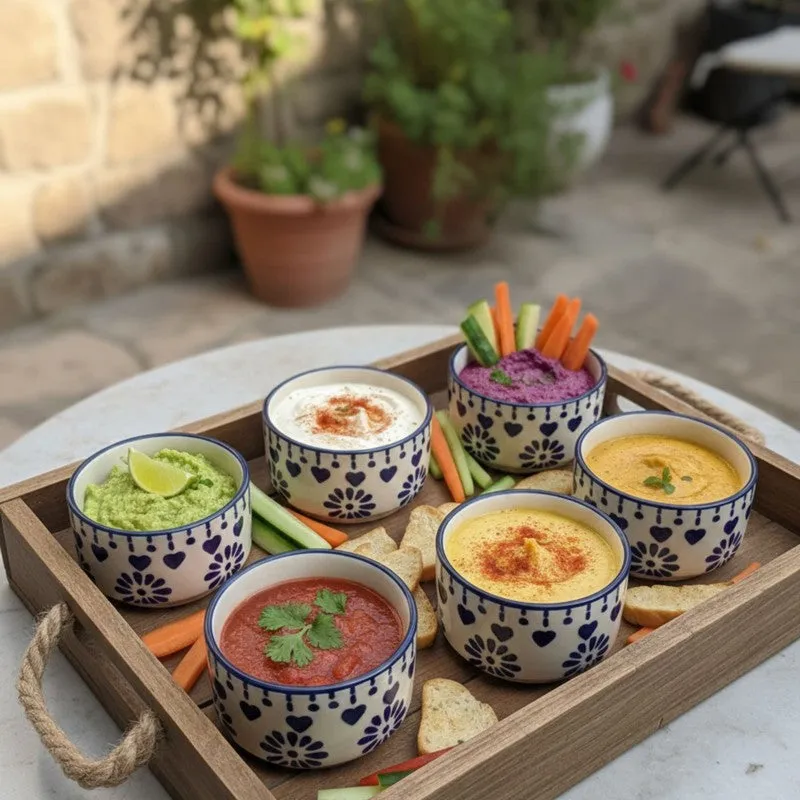 UrbanSip Ceramic Dip Bowls (Blue,White ,40 mL Each) - Set Of Six media 3