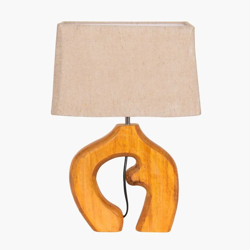 Natura Curve Wooden Fabric Table Lamp - Beige,Brown media 3