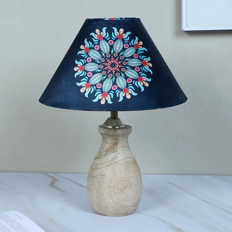 Toile Curve Printed Mango Wood Table Lamp - Multicolor media 3