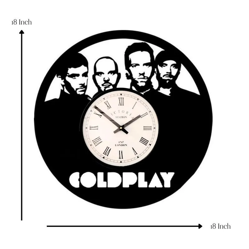 Coldplay Steel Analog Wall Clock - Black media 7