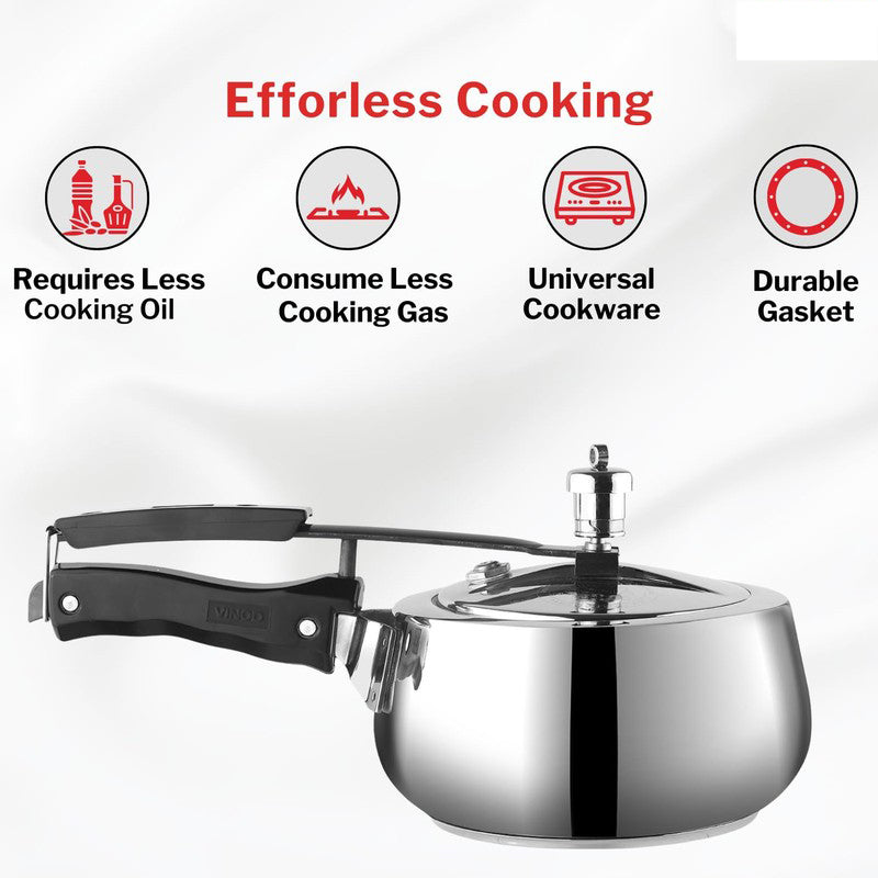 Vinod Zyric Pressure Cooker Stainless Steel - 3000 mL/ 14 Inches media 4