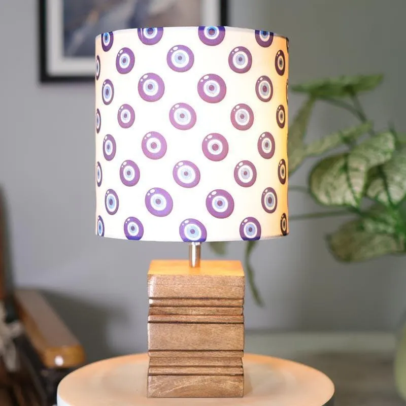 Evil Eye Cube Fabric Table Lamp - White,Blue,Brown media 3