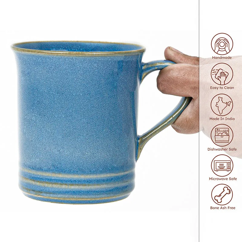 Brew Ceramic Coffee Mug (450 mL EachLight Blue) - Set of Two media 6