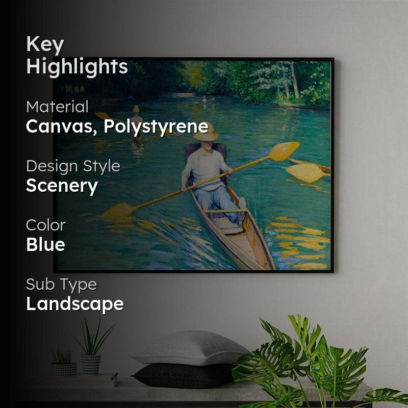 Skiffs  Canvas Painting By Gustave Caillebotte - Black Frame media 2