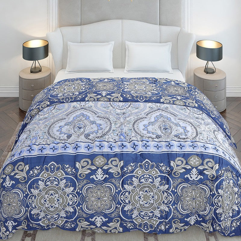 Monte Carlo Pixelweave Ethnic Print Polyester Duvet Covers (Blue) - 210 GSM media 3