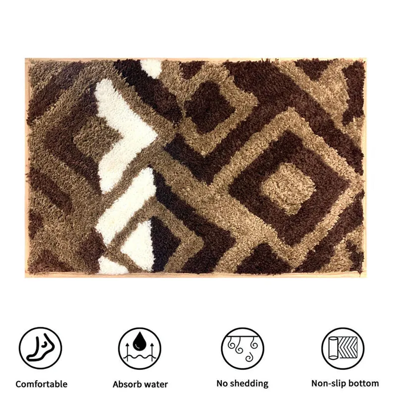Fluffy Diamonds Microfiber Bath Mat - Brown media 8